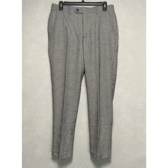 Bar III Suit Separates Men's 30x30 Dress Pants Slim Fit Black/White Plaid NEW